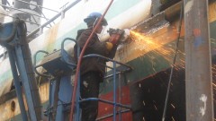 F/V Viking Queen, grinding away at Pac. Fishermen Shipyard & getting new Bilge Keels!