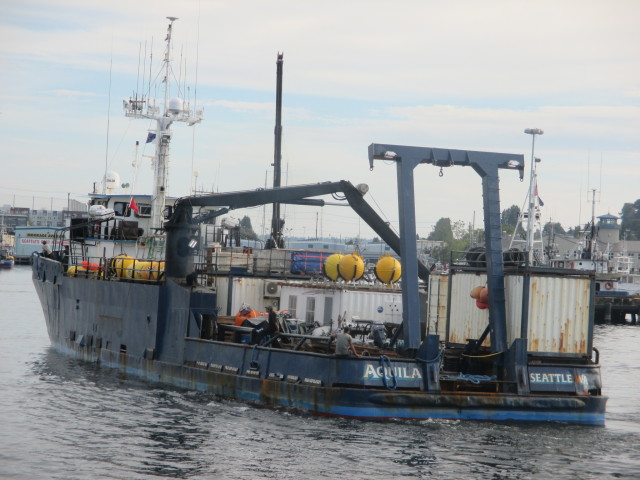 Aquila, Seattle Ship Canal Docking at Fishermen's Terminal, she's loaded & back again! 