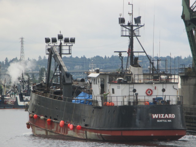 F/V Wizard, Deadliest Catch Boat, Seattle Ship Canal East-Bound, A Boat Load of People on Board, AK Bering Sea Crabber