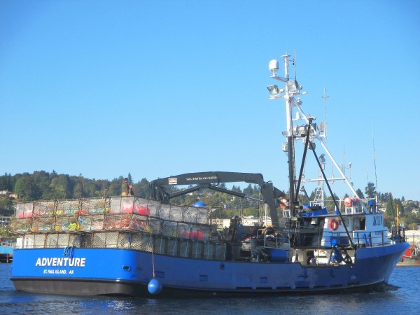 F/V Adventure, AK Bering Sea Crabber, Seattle Ship Canal Passing By Fishermen's Terminal PNW
