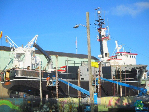F/V Patricia L, Icicle Seafoods Boat, Pacific Fishermen Shipyard on the Ways, Winter Paint Job Underway