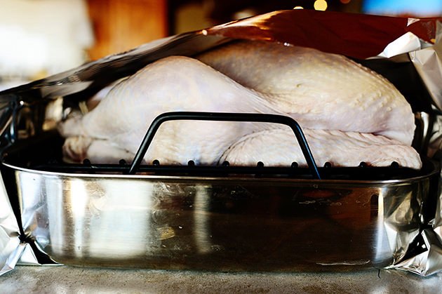 Thanksgiving Turkey, only in the beginning cover your turkey, every 30 min. basting...