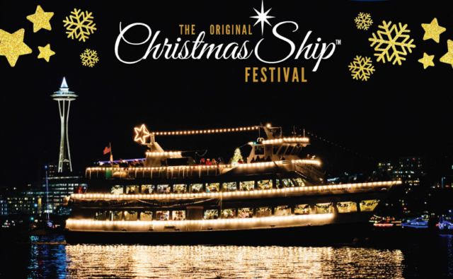 Argosy Christmas Ship Festival, Parade of Boats Partners with Yachting Pioneers NW, Lake Union to Ballard Bridge 